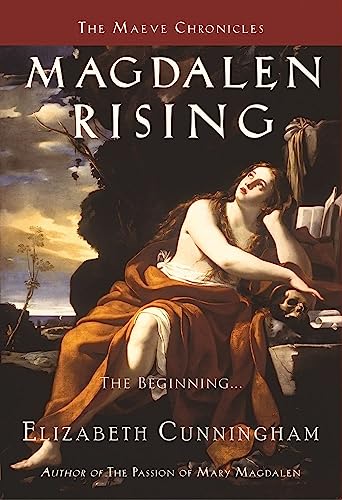 Book cover: woman in red drapery, inspired by Renaissance art.