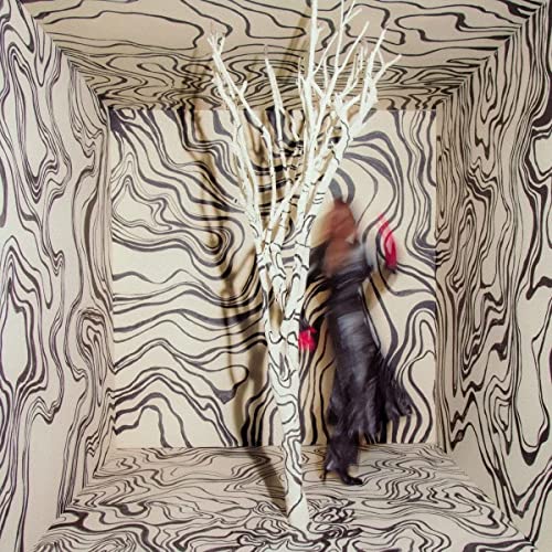 Album cover with a person amidst a swirling, patterned room and trees.
