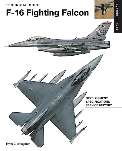 Cover of "F-16 Fighting Falcon" technical guide with aircraft illustrations.