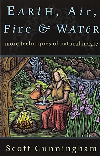 Book cover depicting a woman pouring water near fire, earth, and air.