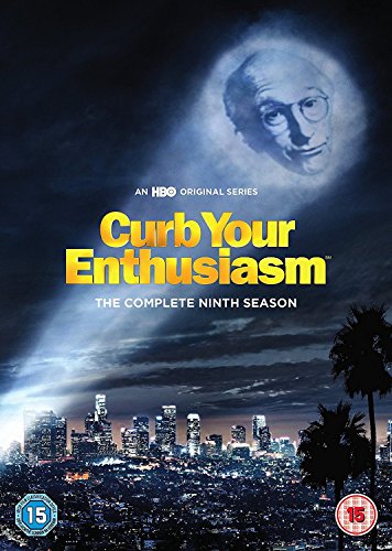 Curb Your Enthusiasm" Season 9 DVD cover with Larry David and city skyline.