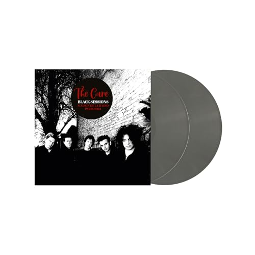 The Cure’s “Black Sessions” vinyl record with grey disc and cover art.