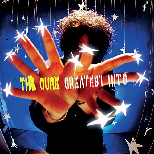 Album cover for The Cure’s “Greatest Hits” with a hand and stars.