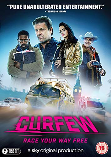 DVD cover for "Curfew" featuring four people and a yellow vehicle.