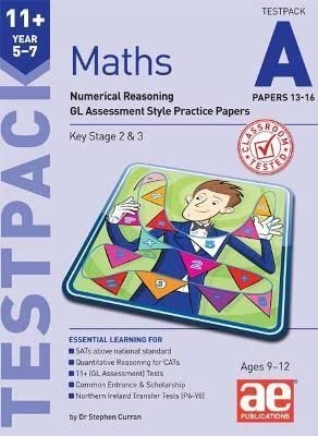Colourful book cover with maths test papers for children aged 10-13, multiple choice questions.