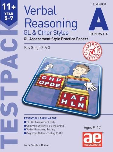 11+ Verbal Reasoning testpack cover with a child manipulating lettered blocks.