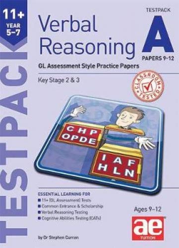 Book cover for 11+ Verbal Reasoning practice papers, ages 9-12.