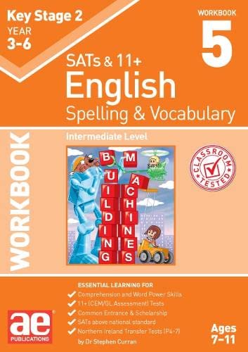 Colourful workbook with exercises and illustrations for primary school spelling and vocabulary practice.