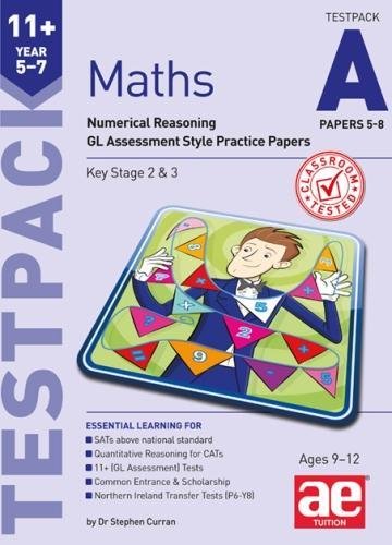 Maths testpack cover with cartoon boy and colourful numerical reasoning design.