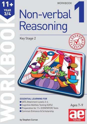 Workbook cover with a clown illustration and “Non-verbal Reasoning” text.