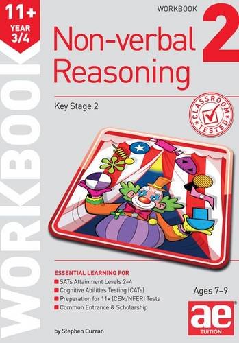 Workbook cover with colorful clown illustration and “Non-verbal Reasoning” text.