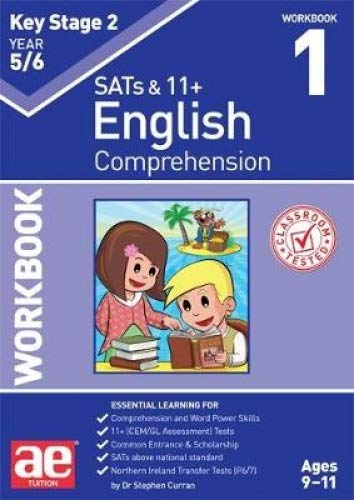 KS2 English comprehension workbook cover with children and a tropical scene.