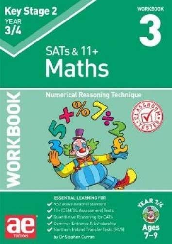 Green workbook cover with maths symbols, a clown, and text “Maths” and “3”.