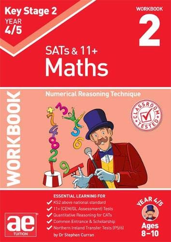 Red maths workbook cover with a magician and colourful numbers.