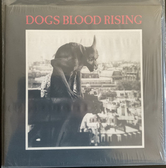 Vinyl record cover: gargoyle statue against a cityscape, in black and white.