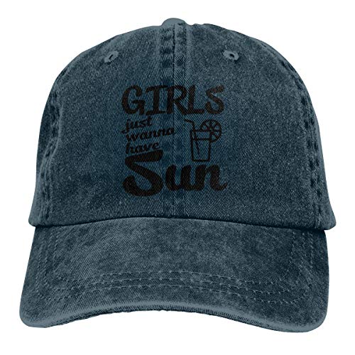 Dark green baseball cap with embroidered text "Girls just wanna have Sun".