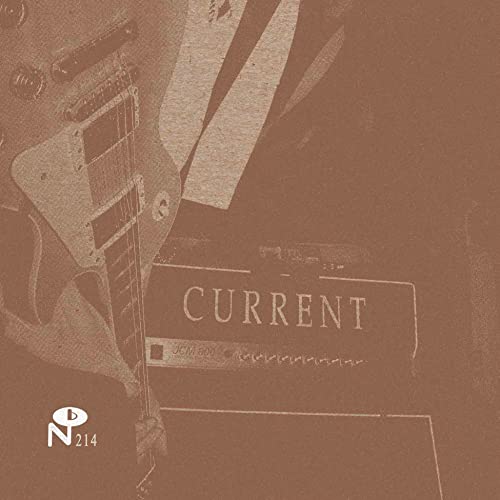 Sepia-toned image of an electric guitar leaning against a Marshall amplifier labeled Current.