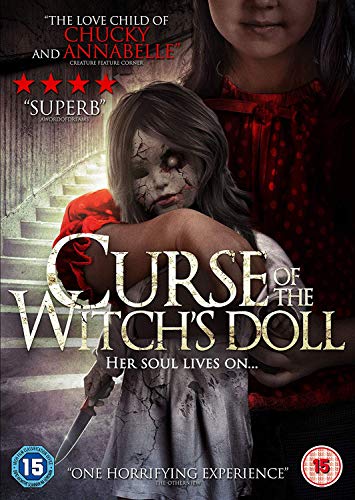 DVD cover art featuring a cracked, eerie doll holding a knife in a hallway.