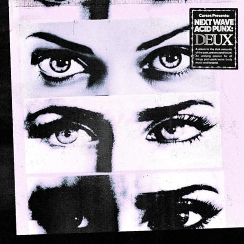 CD cover with fragmented black and white eye imagery, pink background.