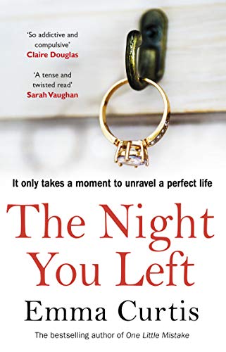 Book cover: “The Night You Left” with a ring and key imagery.