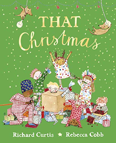 Children in pajamas decorate for Christmas, book cover by Curtis and Cobb.