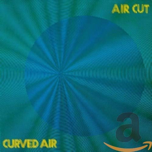 CD cover for Curved Air’s “Air Cut” with blue and teal abstract design.