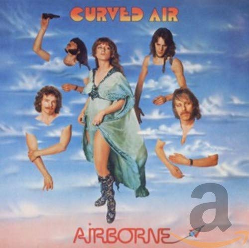 Album cover of "Curved Air - Airborne" with a woman surrounded by body parts.