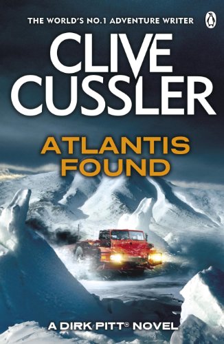 Book cover: “Atlantis Found” by Clive Cussler, featuring a red vehicle in snow.