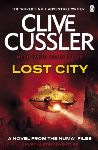 Book cover for Lost City by Clive Cussler featuring a submarine in red light.