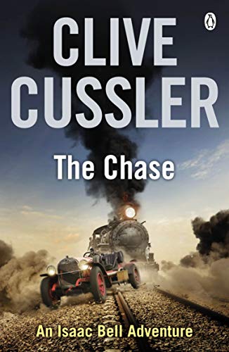 Book cover: “The Chase” by Clive Cussler, featuring a train and car.