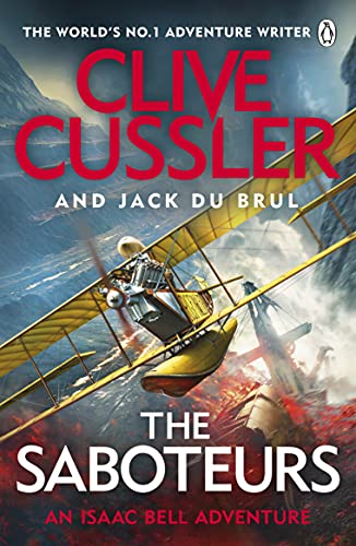 Book cover: "The Saboteurs" by Clive Cussler, featuring a vintage seaplane.