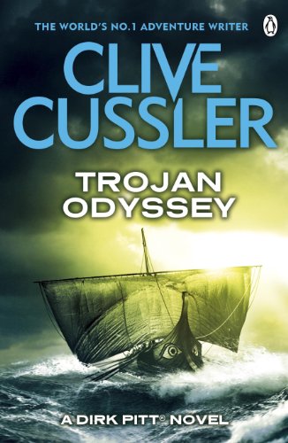 Book cover: “Trojan Odyssey” by Clive Cussler, featuring a sailing ship at sea.
