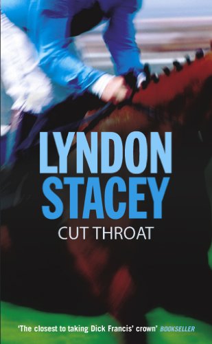 Book cover: jockey on horseback, title "Cut Throat" by Lyndon Stacey.