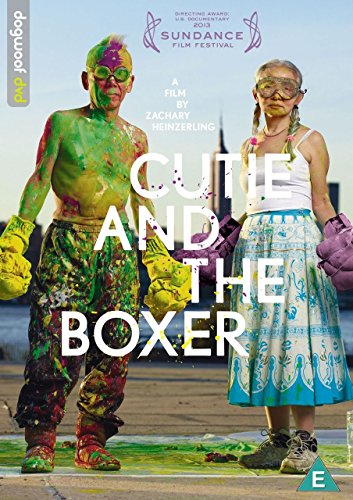 DVD cover for “Cutie And The Boxer” featuring paint-covered child and adult.