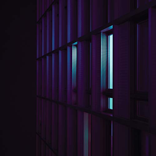 Dark purple and blue abstract geometric pattern, vertical lines.