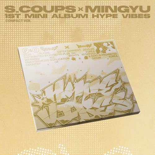 Gold-toned CD case for CxM’s “HYPE VIBES” mini album, with graffiti design.