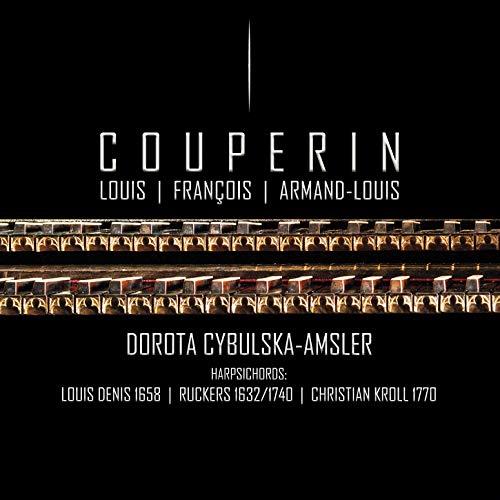 "CD cover with black background, white text, and image of harpsichord strings."