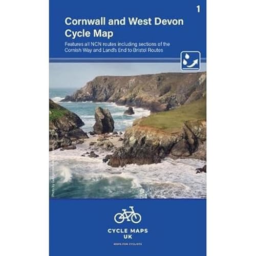 Cycle map cover showing a coastal scene in Cornwall and West Devon.