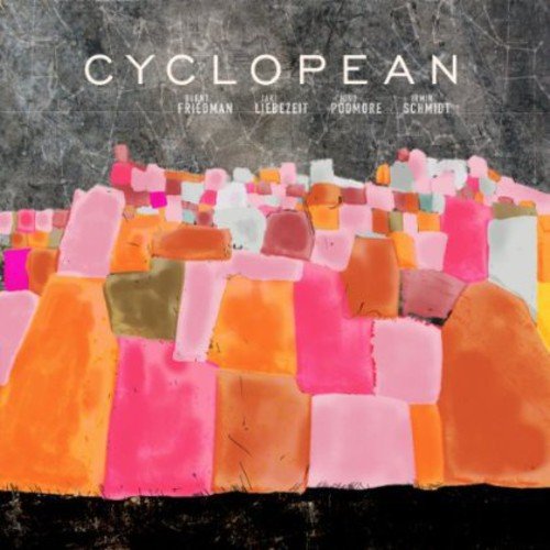 Vinyl record cover with abstract painting of colorful, blocky shapes.