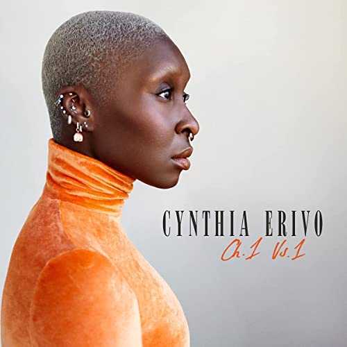 Cynthia Erivo album cover featuring a portrait of the artist in orange.
