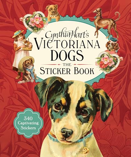 Cover of sticker book featuring antique illustrations of Victorian dogs.