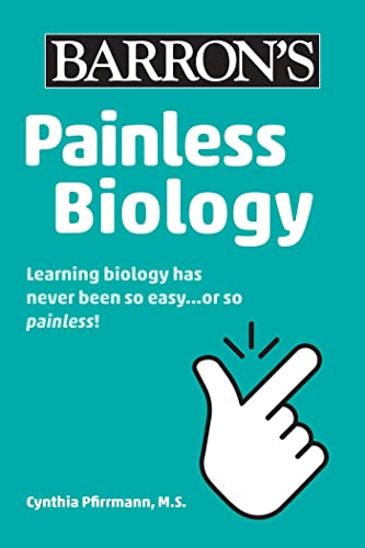 Blue book cover with white text: "Painless Biology" and a hand-clicking icon.