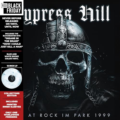 Cypress Hill album cover featuring a skull wearing a Viking helmet.