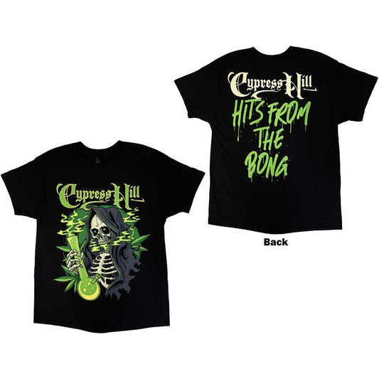 Black t-shirt with Cypress Hill skull and bong graphic, size XX-Large.