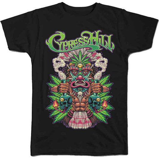 Black unisex t-shirt featuring a Cypress Hill Tiki Time graphic print on the front.