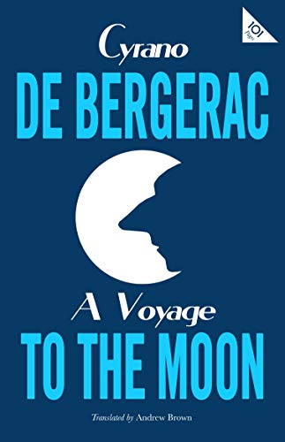 Book cover: dark blue, white crescent moon with a face, title text.
