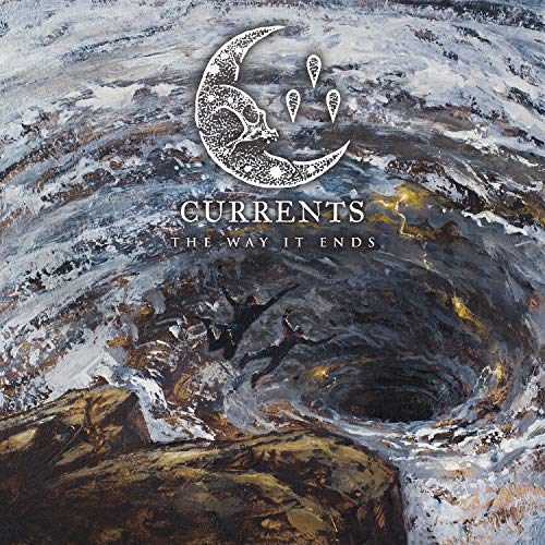 CD cover with abstract swirling paint, a crescent moon, and figures falling.