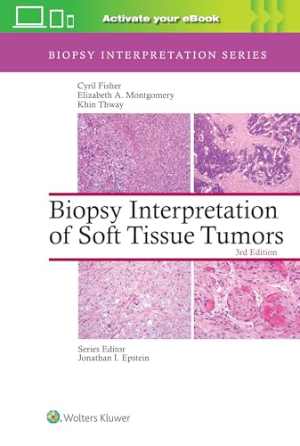 Book cover: "Biopsy Interpretation of Soft Tissue Tumors," 3rd edition, with microscopic images.