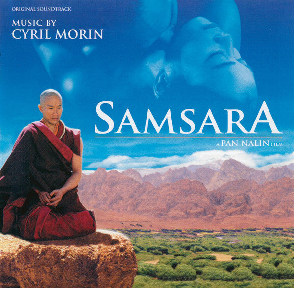 CD cover for “Samsara” featuring a meditating monk and mountain landscape.