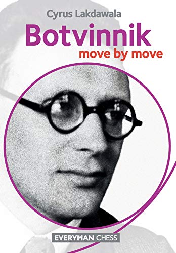 Book cover featuring a black and white portrait of chess player Mikhail Botvinnik.